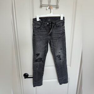 Men’s American Eagle Super Skinny Ripped Black Jeans